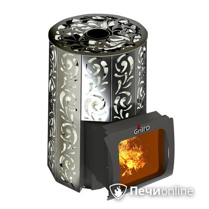 Дровяная печь-каменка GrillD Violet window short Max Жадеит 80 в Улан-Удэ