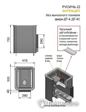 Дровяные печи-каменки Везувий Русичъ Антрацит 22 (ДТ-4) без выноса в Улан-Удэ