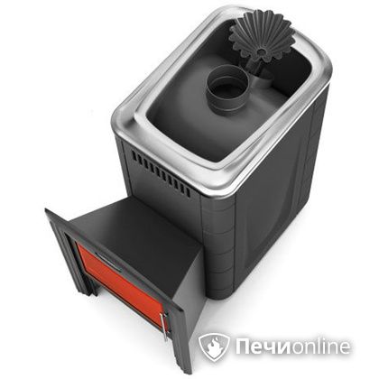 Дровяная банная печь TMF Ангара 2012 Carbon Витра с закрытой каменкой антрацит в Улан-Удэ