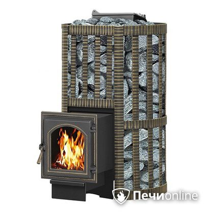 Дровяная банная печь Везувий Ураган Ковка 22 (270) с закрытой каменкой чугун в Улан-Удэ